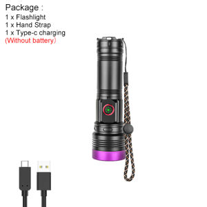 ASAFEE 1245 Professional 365nm UV Flashlight with Black Lens for Money Check Jewelry Gem Verification Pet Stain Finder