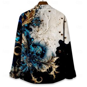 ZEEMIN Baroque 3d Print Long Sleeve Shirts For Men Autumn Fashion Luxury High Quality Mens Shirt Loose Oversized Long Sleeve Shirt Top