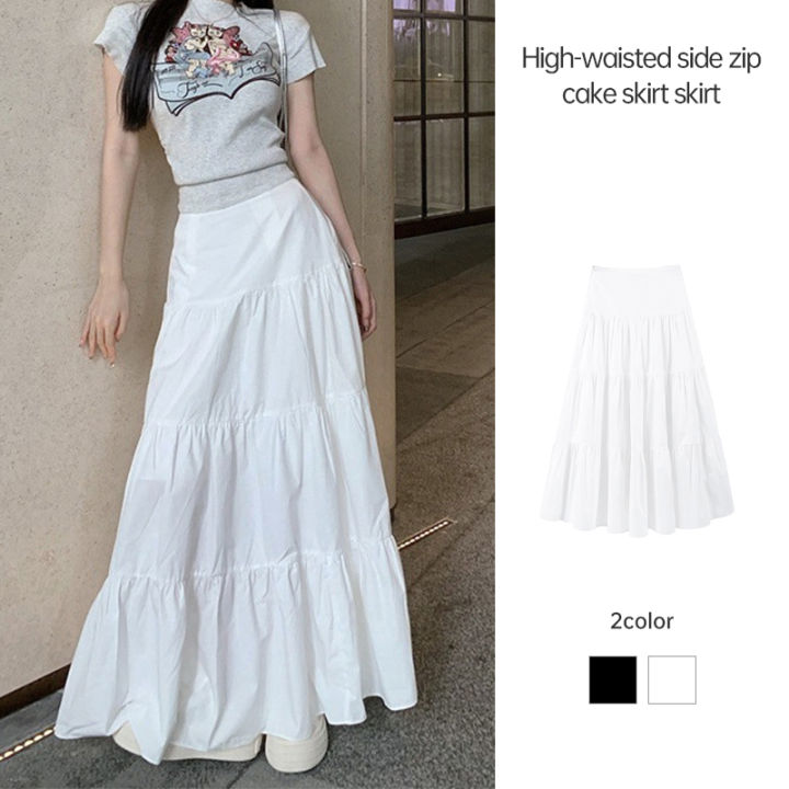 Ele Printed V-Ne Lantern Sve Cake Skirt Women's Dr Street Sle High Waist Long Sve A-Line Skirt for Ci Walk