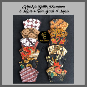 ISI 20 Pcs Masker Batik Premium isi Tisu jadi 4 Ply Bahan Nyaman Bisa Di cuci Tipe Earloop dan Hijab Karet Awet Stylist