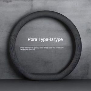 D-Shape Nappa Car Steering Cover 38CM Stering Cover Breathable Steering Wheel Cover Leather For 37-38CM Steering Wheel