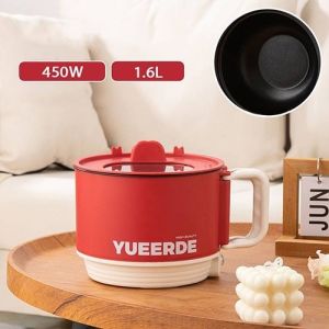 1.6L Portable Electric Cooker Non-Stick Multi Function Cooking Pot with Steamer Mini Hot Pot Periuk Elektrik Serbaguna