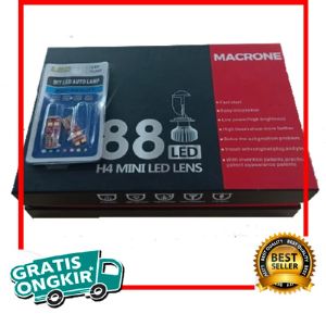 LED Headlamp H4 Mobil Nissan March Jazz G8 GD3 Lampu Mini Proyektor Depan Utama Avanza Inova Ribon 2pcs Head Lamp 6000K 12 Volt Super Terang Tembus Hujan