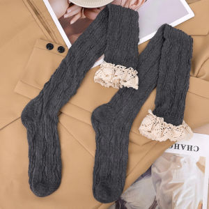 【♡Lovely girls house♡】ถุงน่องยาวเหนือเข่าสำหรับผู้หญิงถุงน่องถุงเท้ายาวเข่าลูกไม้เซ็กซี่ให้ความอบอุ่นสำหรับเด็กผู้หญิงแฟชั่น