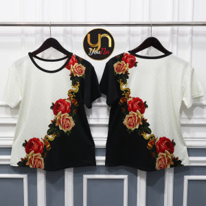 Atasan Kaos Wanita Gambar Bunga Mawar