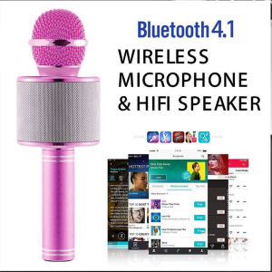 Micro Hát Karaoke Bluetooth Không Dây WS-858 Kèm loa Âm vang Ấm mic hát karaoke cầm tay mini micro hát trên xe hơi mic hát loa bluetooth mini