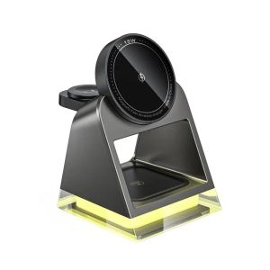 3 in 1 Multifunctional Magnetic Wireless Charger Crystal Night Light 15W Super Fast Charging Strong Adsorption