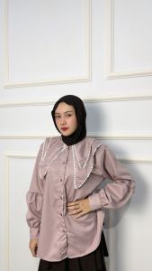 Blouse clarissa Kemeja premium Wanita Kerah Renda Atasan Wanita catoon toyobo