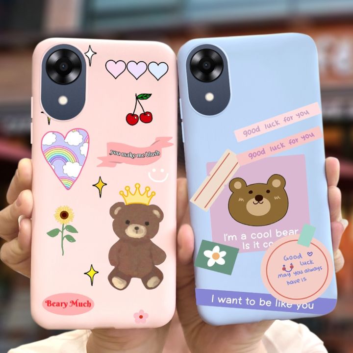 For Oppo A17K Case Cute Bear Cartoon Back Cover Casing For