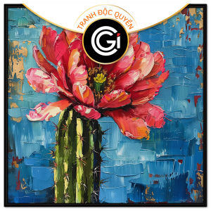 Tranh phong thủy hoa sương rồng tranh treo tường tranh dán tường tranh sơn dầu in canvas. CGI - 532