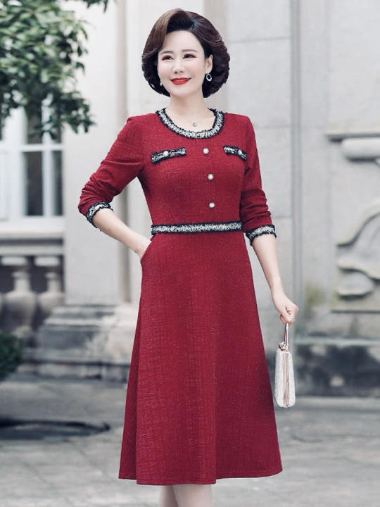 Váy đầm trung niên cao cấp hoạ tiết sắc xảo | Shopee Việt Nam