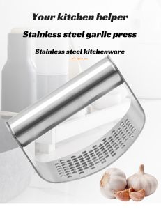 ⏰Flash Sale🥇【Garlic Paste in One Second】Stainless Steel Garlic Press Manual Garlic Pressing Without Chopping Household Circular Garlic Grinder Supplementary Food Tool Garlic Grinder with Splash-Proof Function