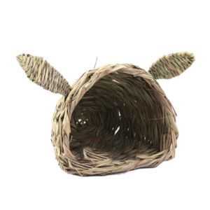 CNIWEN6 Breathable Bunny Grass Nest with Ear Hand-Woven Rabbit Straw Nest Portable Bite Resistant Hamster Grass Cage For Rabbits Hamsters Guinea Pigs
