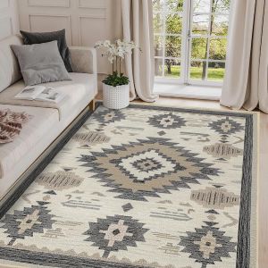 Retro Southwestern Tribe Style Living Room Carpet Hotel and B&B Decorative Mat Dirt-Resistant Wear-Resistant Bedroom Bedside Study Rug 复古西南部落风格 客厅地毯 酒店 民宿 装饰毯 耐脏 耐磨 卧室床边毯书房毯 FUNIANQI