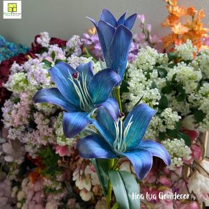 Hoa ly giả 3D hoa ly xanh hoa lụa cao cấp hoa pu đẹp như thật