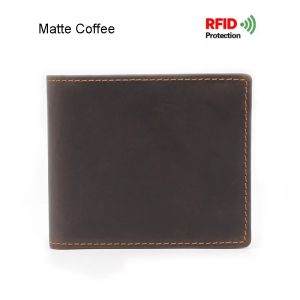 100% Genuine Leather Simple Design Retro RFID Wallet for Men with Cardholder Money Bags Mens Oil Wax Skin Short Wallets2026