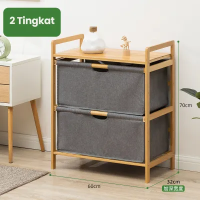 Mainland Rak Lemari Locker Rak Laci Tempat Penyimpanan Buku Baju Snack Serbaguna Laci Kantor Keranjang Susun Kayu HSB304