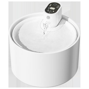 Ceramic Wireless Cat Water Fountain 2.3lL 5000mAh Battery Pet Water Dispenser Cordless Automatic pet Water Fountain with Ultra-Quiet Pump and Filter for Cats Dogs Multiple Pets