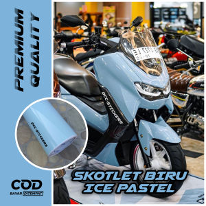 Skotlet Biru Pastel Dusty Blue Denim ICE Glossy Body Motor Vinyl Premium Stylish Vespa Sport Moge