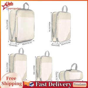 [Ueb]5Pcs Compressible Storage Bag with Handle Lightweight Suitcase Waterproof Portable Luggage Storage Bag Trip Handbag