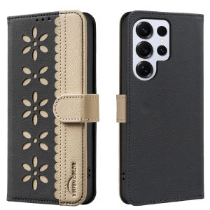 Cards Solt Wallet Leather Bag Case For Samsung Galaxy S25 Ultra S24 Plus S23 S25Edge A36 A16 A06 A26 A56 RFID Bag Flower Cover
