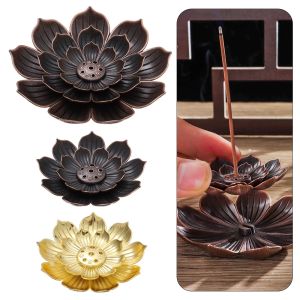 Lotus Incense Stick Holder Alloy Incense Plate Retro Incense Burner Aromatherapy Ornament Home Decor 古铜合金莲花香盘 香插 香炉 盘香炉