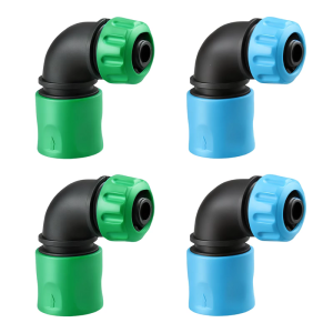 Pack of 4 Vehicle Corrosion Resistant Hose Elbow Connectors ABS Materials 90° Bend Design For Outdoor Watering