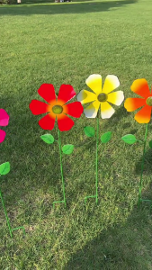 Weather Resistant Metal Windmill Spinner Sculpture For Patios Or Lawn Yard Garden Outdoor Spaces Rotating Art Decoration