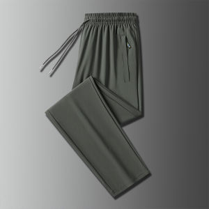 2026 Summer New Ice Silk Pants Mens Quick-Dry Casual Sports Pants Loose Large Size Breathable Cuffed Air Conditioning Pants
