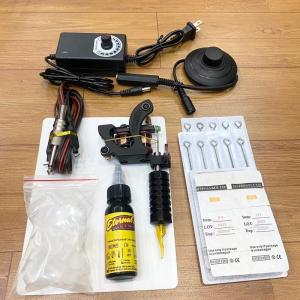Bộ 1 máy xăm trυng cấp pin 10 vòng chất lượng ổn định với tay cầm lục giác và mực xăm đen stencil tattoo