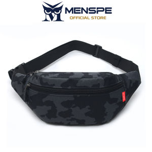 MENSPE Men’s Waist Bag Chest Bag Crossbody Bag Multi-Functional Fitness Bag Three Layer Pocket Design Small Waist Pouch Waterproof Wear-Resistant Waist Bag with Adjustable Strap for Workout Running