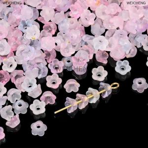 [COD] WEICHENG 50Pcs lot Gradient Flower Acrylic Beads Bellflower Spacer Beads Caps For DIY Charms Bracelets Jewelry Making Findings Accessorie