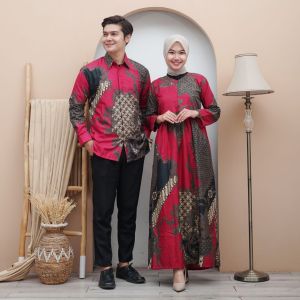 Modern Batik Flair Batik Couple Kemeja dan Gamis Maxi Busui Friendly Katun Sogan