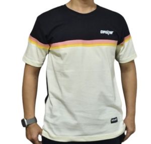 Kaos Dflow Stripe TShirt Garis Black White