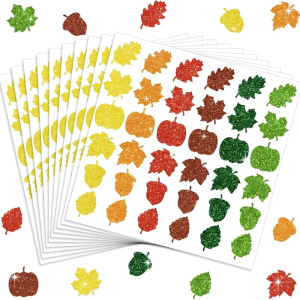 10 Sheets Reward Sticker Autumn Sticker Labels Maple Leaf Sticker Decorative Sticker Thanksgiving Day Sticker