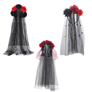 Rose Florals Crowns Veils Halloween Sugar Skull Costumes Mexicans Flower Headband Day Of the Deads Headpiece Gifts
