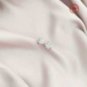 Anting Perak Asli Silver 925 Lapis Mas Putih Asli Murni Anti karat Anting Giwang Tusuk Sterling Silver 925 Anting Wanita Giwang Tusuk Korea Perak 925 S925 Asli Lapis Emas Putih Anti Karat Cantik Untuk Dewasa Anting Stud Giwang Perak Mewah dan Elegan S925