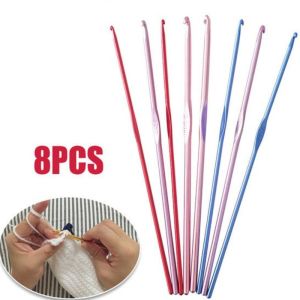 8Pcs/Set 2-5.5mm Different Size Colored Aluminum Crochet Hooks Needles Set Tools Crochet Needle for Weaving and Knitting