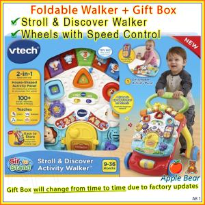 VTech Foldable Walker Green Red (Up to 3+ Year) First Steps Stroll Discover Activity AppleBear