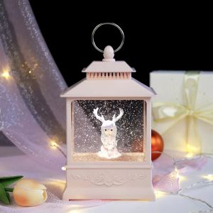 กล่องดนตรีมีไฟ ทรงตะเกียง ของขวัญคริสต์มาส ปีใหม่ มีกลิตเตอร์