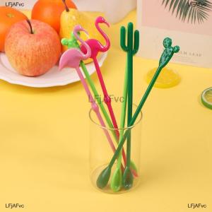 [COD] LFjAFvc 6Pcs Plastic Cocktail Muddler Drink Wine Decor Cocktail Swizzle Sticks Prickly Pear Flamingo Wine Stirrer Coffee Puddler