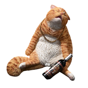Artistic Drunk Cats Resins Sculpture Creative Animal Miniature for Home Decors Desk Ornament or Potted Plant Accessories