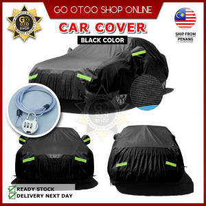Black Water Resistant Car Cover Outdoor Protection Waterproof Rain Dust Sunshade Kain Tutup Selimut Penutup Kereta