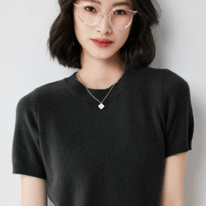 Women Round Neck Casual Short Sleeve Knit Top T Shirt Tee Korean Fashion