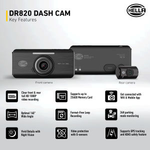 HELLA DR820 Car Camera 2CH Front & Back Camera 1080P FullHD | 32GB SD Card | Made in Korea | Local Warranty 1 Year