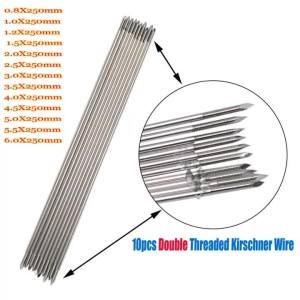 2026 10pcs Double Sided Threaded Kirschner Wire Trocar Wire Stainless Steel Orthopedic K-Wire Pins Trocar One Ends Veterinary