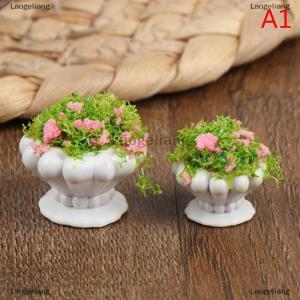 [COD] Laogeliang 2pcs Dollhouse đồ nội thất phụ kiện 1:12 Mini cây xanh Bonsai Chậu hoa