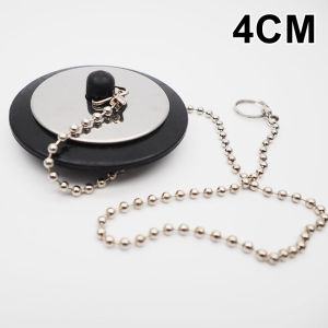 【Local delivery】 1pc Stainless Steel Bathtub Plug Rubber Choke Drain Stopper with Chain Bath Plug Drain Tub Stopper for Home Hotel Bathroom Bathtub