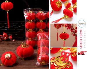 Set 10 Quả Đèn Lồng Đỏ Quả Cầu Vải Nhung Hàng Loại Đẹp Trang Trí Lễ Hội Tết Nguyên Đán
