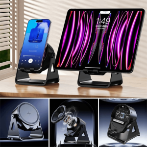 GEORG 2 in 1 Induction Mobile Phone Holder 360° Rotate 3 In 1 Wireless Bluetooth Speaker Stand  Multi-function Smart Speaker Phone Bracket Home
